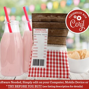 May include: A red and white checkered bag with a nutrition facts label that says "Sweet Baby" and lists things like love, family, cuddles, laughter, memories, happiness, and adventure. The bag is personalized with the name "Coril".