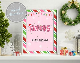 Christmas Favors Sign, Holiday Party Decor (Digital Download)