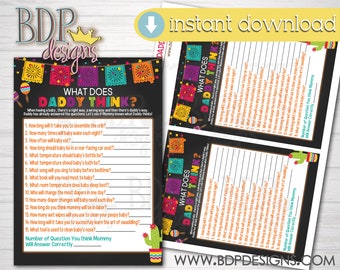 Fiesta What Does Daddy Think, Fiesta Baby Shower Game, Fiesta Baby Shower Games Printable, Fiesta Baby Shower, What Does Daddy Think, Fiesta