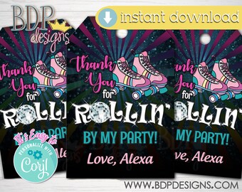 Roller Skate Party Favor Tags: Editable Printable (Digital Download)