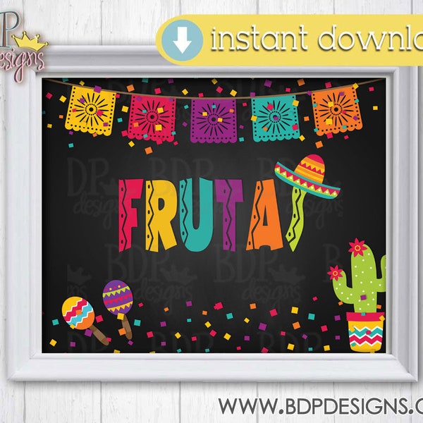 Frutas Sign, Fiesta Frutas Sign, Fiesta PRINTABLE INSTANT DOWNLOAD, Fiesta Bridal, Fiesta Birthday, Fiesta Graduation, Fiesta Party Decor