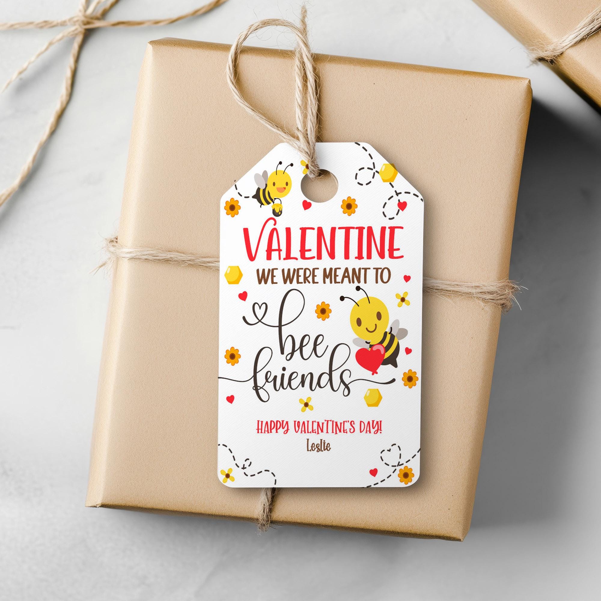 Editable Bee Valentine's Day Gift Tag Meant to Bee Friends Valentine ...