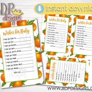 A Little Cutie Baby Shower Game: Wishes for Baby Cards (PDF)