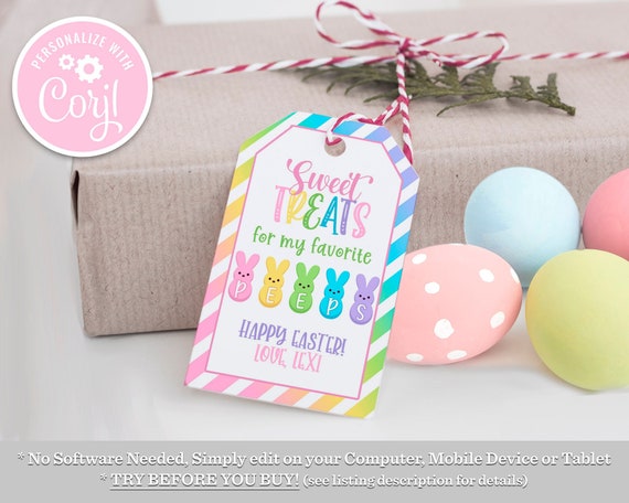 Sweet Treats for My Favorite Peeps, Easter Peeps Tag, Easter Favor Tag, Easter Gift Tag, Easter Basket Tags, Treats for My Peeps, Printable Il_570xn