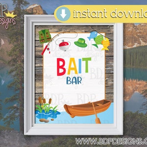 Bait Bar Sign, Fishing Birthday Sign, Fishing Party Decoration, Fishing Birthday, Fishing Birthday Decorations, Fishing Party Decor