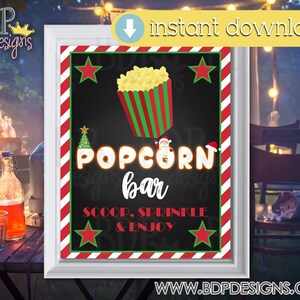 Popcorn Bar Sign, Christmas Movie Night, Christmas Movie Night Printable, Movie Night Decorations, Movie Night Sign,  Movie Night Party, 2