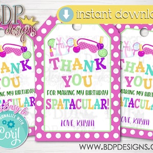 Etiqueta de regalo de cumpleaños de spa, Gracias por hacer mi cumpleaños espectacular, Cumpleaños de spa, Etiqueta de regalo de cumpleaños, Descargar etiqueta de regalo, Editable, SPA