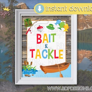 Bait & Tackle Sign, Fishing Birthday Sign, Fishing Party Decoration, Fishing Birthday, Fishing Birthday Decorations, Fishing Party Decor