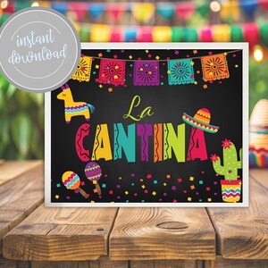 Fiesta La Cantina Sign Fiesta Baby Birthday Bridal Shower Bachelorette Bachelor Party Mexican Theme Cactus Decoration Decor Instant Download