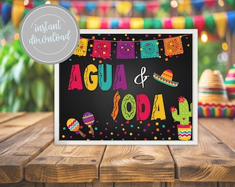 Panneau Agua & Soda : Décoration de fête Fiesta (Téléchargement numérique)