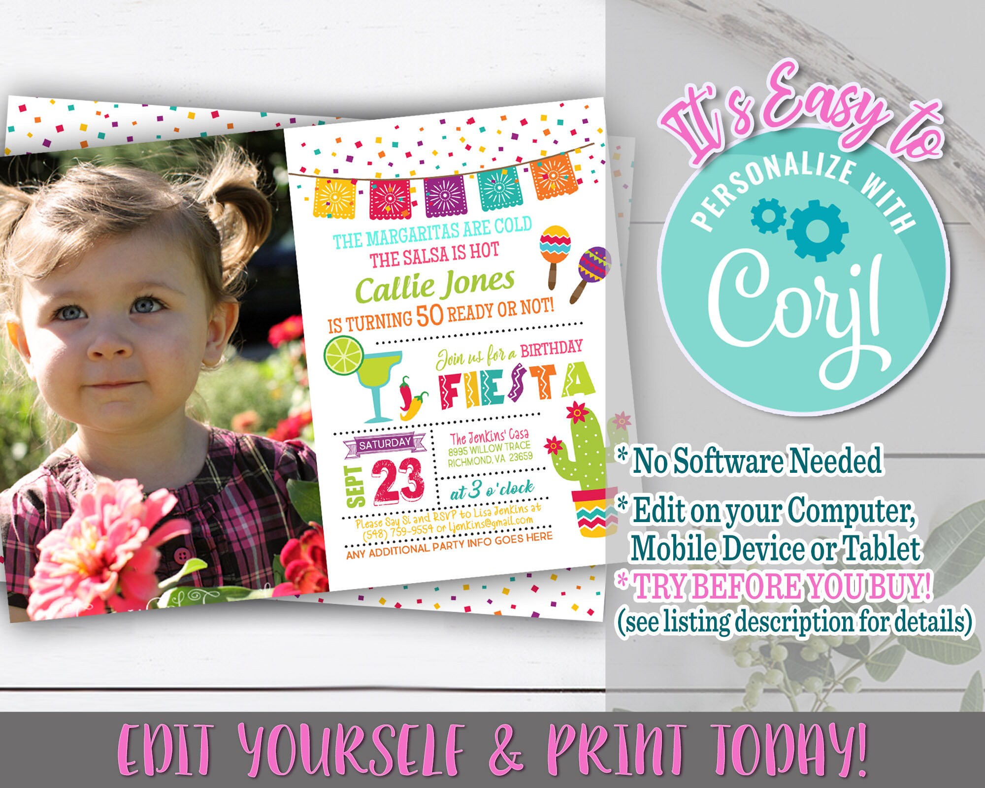 Fiesta Birthday Invitation: Editable Photo Template (digital) - Etsy