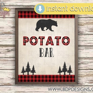 Lumberjack Potato Bar Sign, Lumberjack Party Printables, Lumberjack Party Sign, Lumberjack Party Decor, Lumberjack Sign, Woodland, Bear