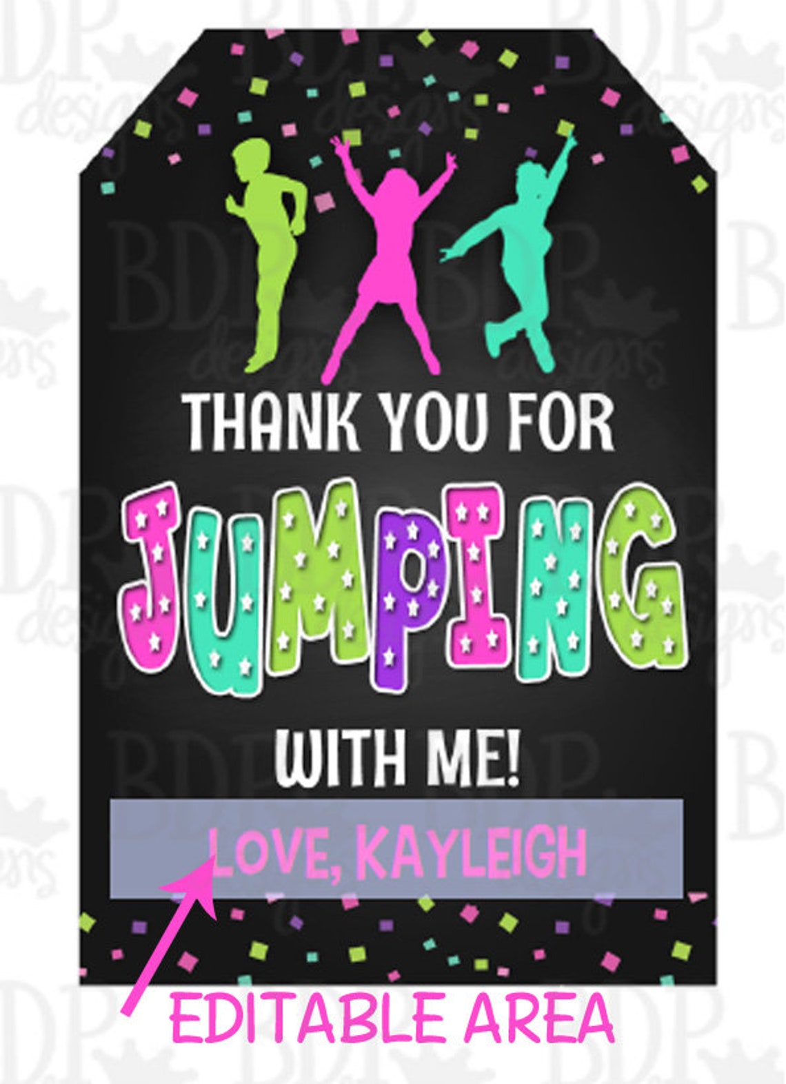 Trampoline Party Favor Tags Trampoline Party Printable Thank - Etsy