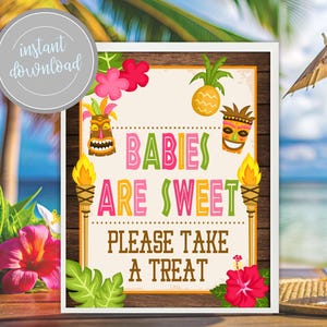Letrero de bienvenida para baby shower: Decoración hawaiana tiki (descarga digital)
