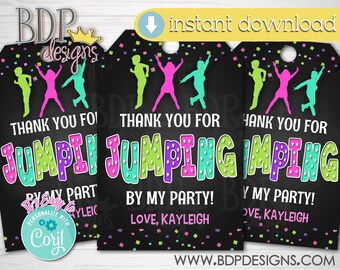 Trampoline Birthday Party Favor Tags: Editable Printable (Digital Download)