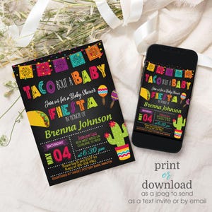 Editable Taco Bout a Baby Shower Invitation: Fiesta Cactus Theme (Digital Download) image 2