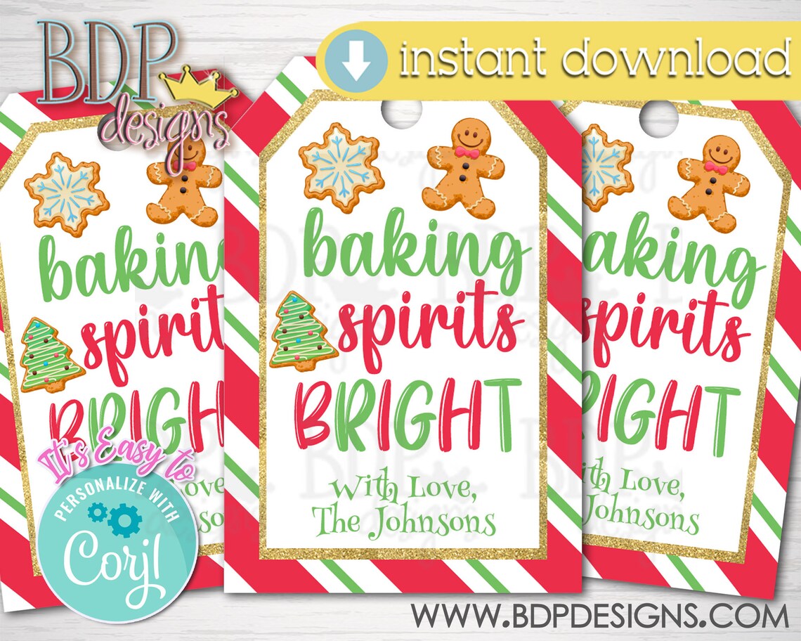 Baking Spirits Bright Tag Baking Spirits Bright Christmas - Etsy