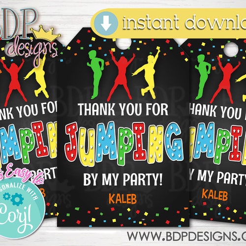 Favor Tags for a Jumping Birthday Party Printable - Etsy