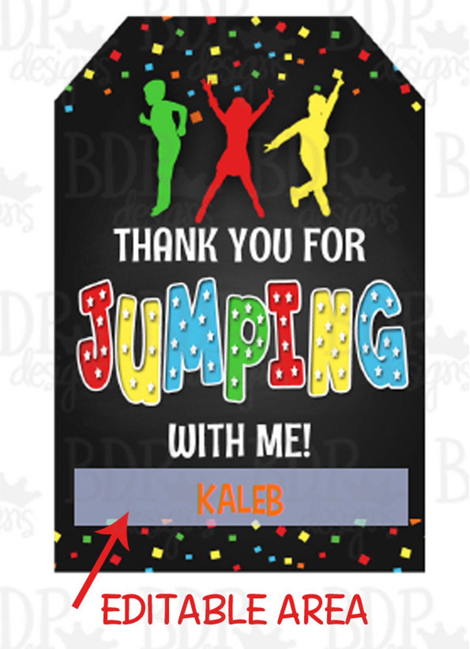 Trampoline Party Favor Tags Trampoline Party Printable Thank - Etsy