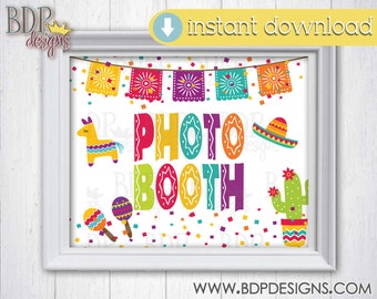 Fiesta Photo Booth Cinco de Mayo Mexican Birthday Party Baby Bridal Shower Graduation Party Decoration Printable Instant Download Sign