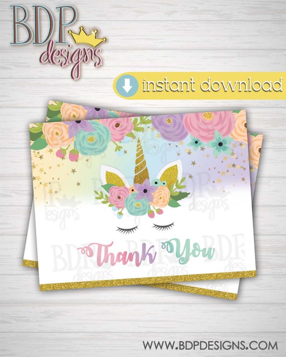 unicorn-thank-you-card-instant-download-over-the-rainbow-magical