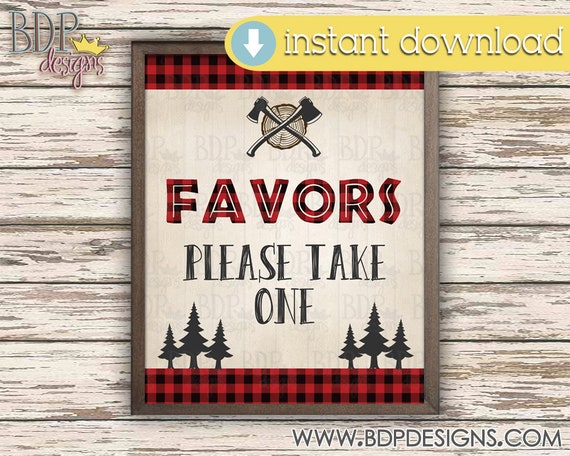Lumberjack Favors Sign, Lumberjack Party Printables, Lumberjack Party ...