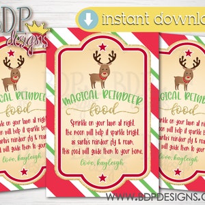 Reindeer Food Tags Printable File Instant Download / - Etsy ...