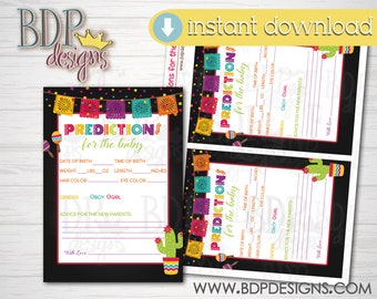 Fiesta Predictions and Wishes, Fiesta Baby Shower Games, Predictions and Advice Baby Shower, Predictions and Advice, Fiesta Baby Shower