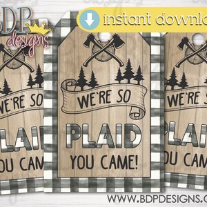 Lumberjack Favor Tags: Plaid Party Thank You (Digital Download)