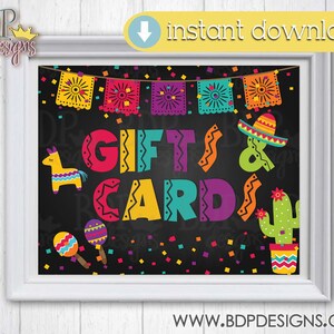 Gifts and Cards Sign Fiesta Baby Birthday Bridal Shower Bachelorette Bachelor Party Mexican Theme Cactus Decorations Decor Instant Download