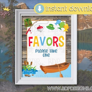 Fishing Favors Sign, Fishing Birthday Sign, Fishing Party Decoration, Fishing Birthday, Fishing Birthday Decorations, Fishing Party Decor