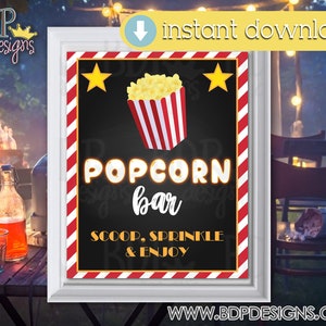 Popcorn Bar Sign, Movie Night Decorations, Movie Night Sign, Movie Night Printable, Movie Night Party Decor, Movie Night Party Decor, Enjoy