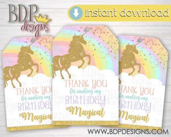 Unicorn Favor Tag, Unicorn Party Favor Tag, Thank you for Making My ...