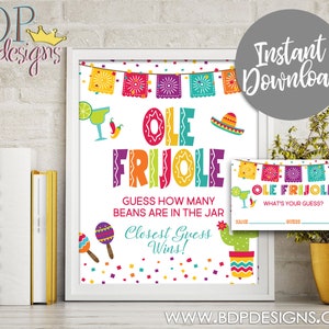Ole Frijole Baby Shower Game, Ole Frijole, Fiesta Baby Shower, Frijole Guess Game, Fiesta Baby Shower Game, Fiesta, Guess How Many Game, W