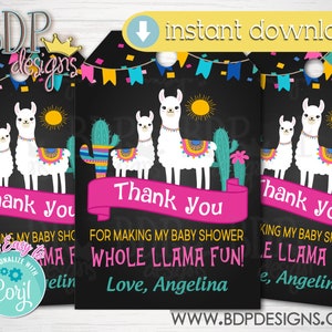 Llama Favor Tags, Llama Thank You Tags, Llama Baby Shower, Whole Llama Fun, Llama Baby Shower Favor, Llama Party Favor Tag, Llama Fiesta