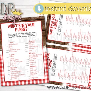 BBQ Baby Shower Game: What&#39;s in Your Purse? (PDF)