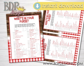BBQ Baby Shower Game: What's in Your Purse? (PDF)