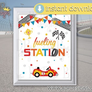 Racing Fueling Station Sign: Birthday Party Decor (Digital Download)