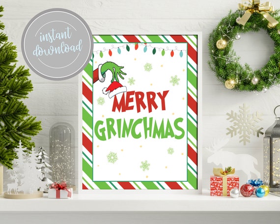 Merry Grinchmas Sign, Merry Grinchmas, Grinch Party, Grinch Party Decor, Grinch Birthday Party Decor, Grinch Birthday Party Decorations Il_570xn
