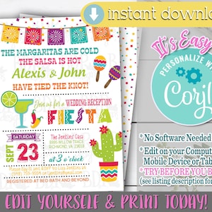 Fiesta Wedding Reception Invitation Template (Digital Download)