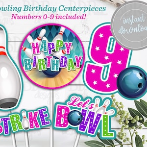 Bowling Centerpiece, Bowling Centerpiece Download, Bowling Party Decorations, Bowling Party Decor, Bowling Birthday, Bowling Birthday Girl