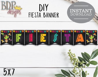 Banner Fiesta-feest: kleurrijke decoraties (digitale download)