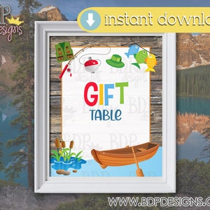 Fishing Gift Table Sign, Fishing Birthday Sign, Fishing Party Decoration, Fishing Birthday, Fishing Birthday Decoration, Fishing Party Decor