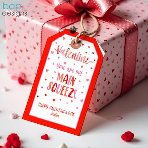 Main Squeeze Valentine's Day Favor Tags: Editable Template (Instant Download)