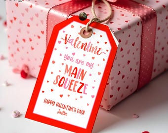 Main Squeeze Valentine's Day Favor Tags: Editable Template (Instant Download)