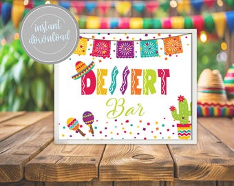 Fiesta Dessert Bar Sign: Cinco de Mayo Party Decor | Printable Digital Instant Download
