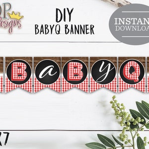 Baby Q Banner: BBQ Shower Decorations (INSTANT DOWNLOAD)