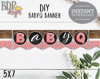 Baby Q Banner: BBQ Shower Decorations (INSTANT DOWNLOAD)