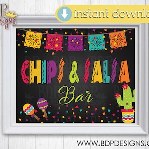 Fiesta Chips & Salsa Bar Sign, Fiesta PRINTABLE, INSTANT DOWNLOAD, Fiesta Bridal, Fiesta Birthday, Fiesta Graduation, Fiesta Decor, Baby