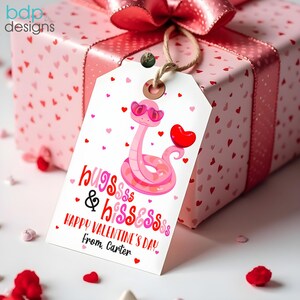 Valentines Snake Favor Tag Hugs And Hisses Snake Valentine Gift Tag Editable Valentine Reptile Classroom Tag Printable Instant Download VDY